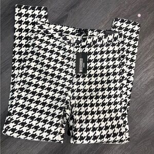 Missguided Black & White Houndstooth Denim Jeans Pants
